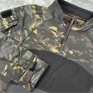 Tactical Combat 1/4 Zip Shirt Size XXL Camo Reinforced Elbows Pockets Military